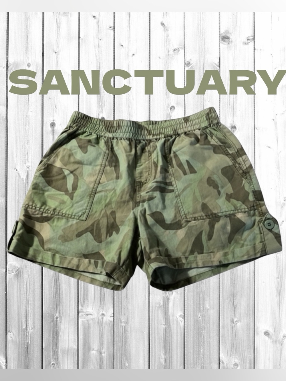 🌼NWT:SANCTUARY Trail Blazer Printed Shorts Med Green